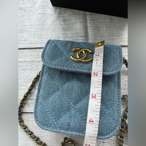 Chanel Makeup Bag crossbody purse chain CC denim pouch - Picture 6 of 9